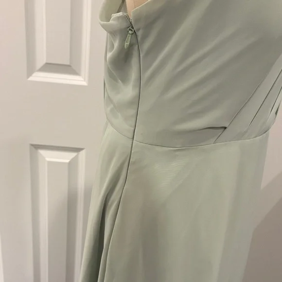 Chic One Shoulder Dress in Soft Sage Green - Picture 4 of 11